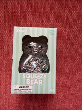 New J'adore Squeezy Bear Squishy Glitter Sensory Squeeze Squish Toy Green Silver